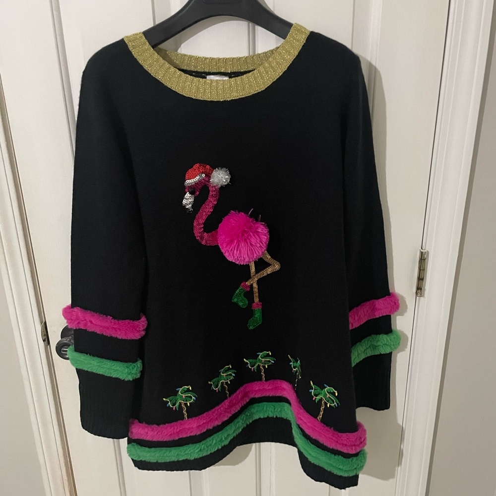 Women’s Flamingo Christmas Sweater Sz XXL - Picture 11 of 12